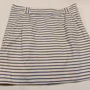 The Limited White and Navy Striped A-Line Skirt